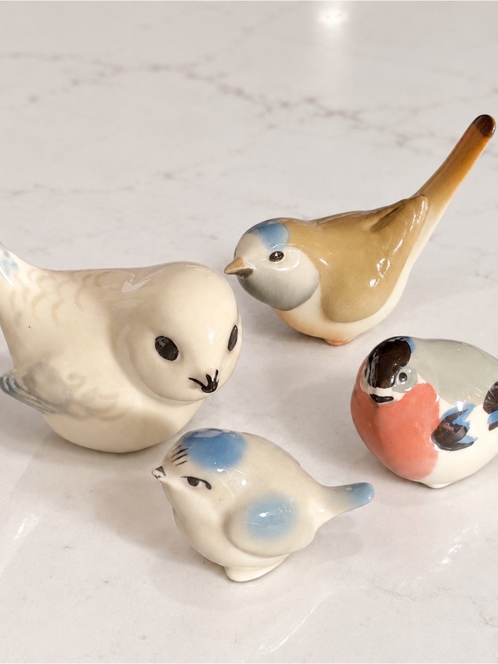 Vintage USSR Lomonosov Style Porcelain Bird Figurines Lot of 4